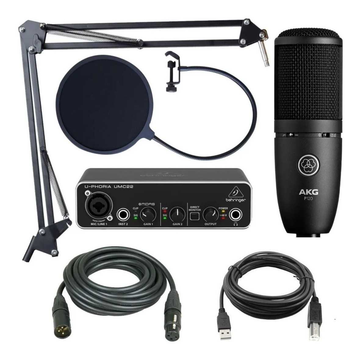 Kit Grabación Behringer Microfono Brazo Antipop Cable Usb $323,886.00