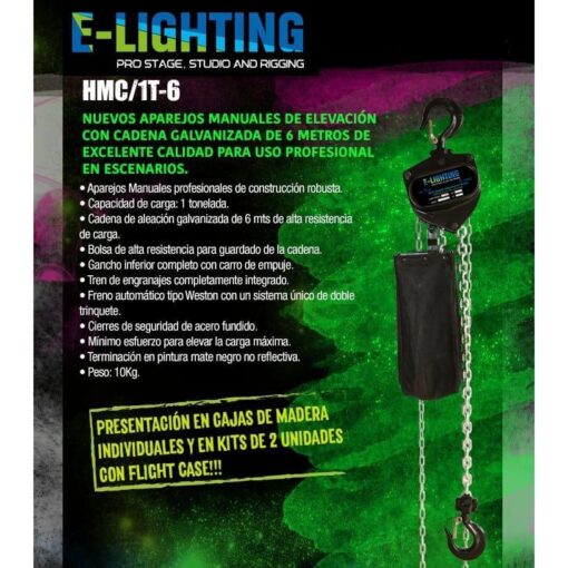Kit 2 Aparejo Manual 1tn Cadena 6 M Galvanizada Flight Case 4 D 884696 MLA28518063090 102018 F