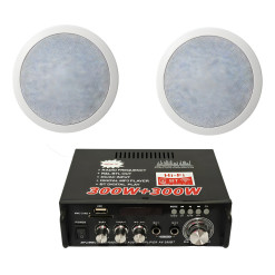 Combo 2 Parlantes Techo + Amplificador Xmax Bluetooth 300w