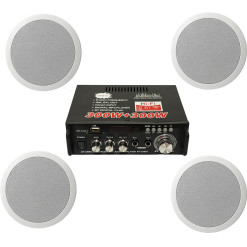 Combo 4 Parlantes Techo + Amplificador Xmax Bluetooth 300w