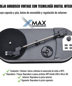 Alternative view of Bandeja Tocadisco Xmax Giradisco Usb Vintage Convertir A Mp3