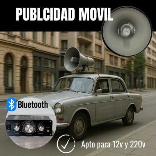 Equipo Publicidad Auto Amplificador Usb 2 Bocina 12v Sirena 13 D 843086 MLA89950074229 082025 F