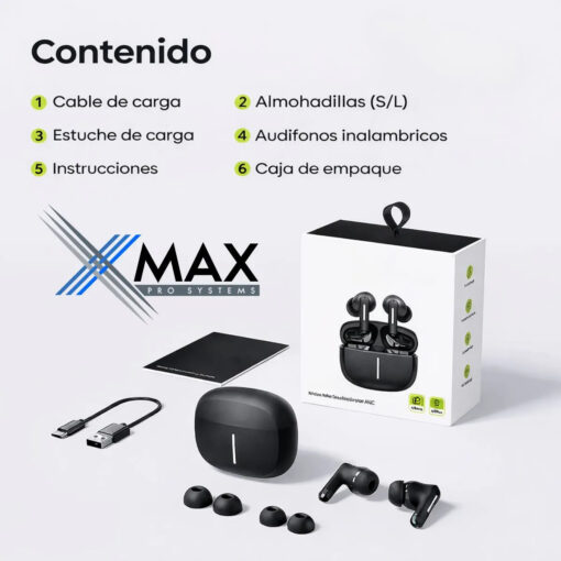 Auriculares Bluetooth Xmax Anc Cancelación Ruido 28db 360° 15 D 724031 MLA107780991480 032026 F