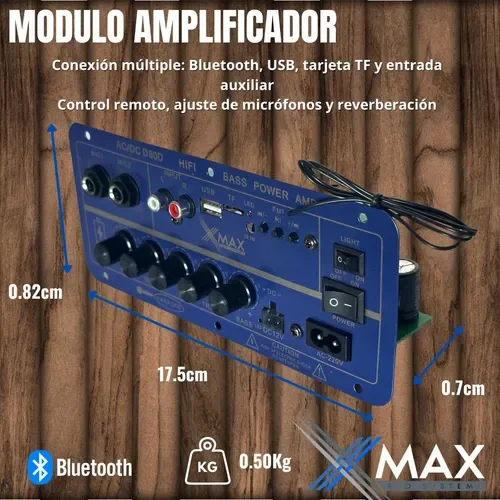 Modulo Amplificador Xmax Para Bafle 120w Inalambrico Bateria 13 D 785896 MLA109813707130 042026 O 2 sqt