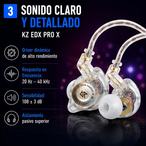 Sistema Monitoreo In Ear + Auriculares Kz Edx Pro X Musicos 12 D 920597 MLA112562807282 062026 O 2 sqt