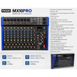 Alternative view of Consola Moon Mx10 Pro 10 Canales Con 99 Efectos Mixer Usb Bt