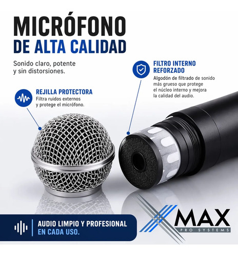 Kit 2 Micrófono Inalambrico Xmax Recargable Uhf Karaoke 50m 6 Kit 2 Micrófono Inalambrico Xmax Recargable Uhf Karaoke 50m - Imagen 6