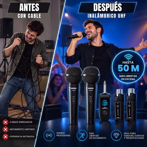 Sistema Inalambrico Shure Uhf 50 Metros Microfono Doble Mano 7 Sistema Inalambrico Shure Uhf 50 Metros Microfono Doble Mano - Imagen 7