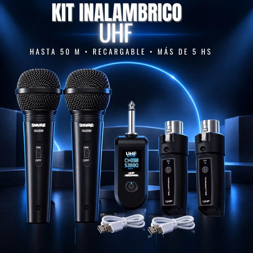 Sistema Inalambrico Shure Uhf 50 Metros Microfono Doble Mano 4 Sistema Inalambrico Shure Uhf 50 Metros Microfono Doble Mano - Imagen 4