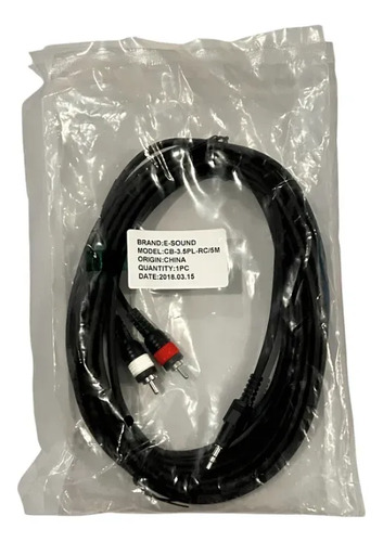 Cable 2 Rca Macho A Miniplug Estereo 3.5mm 5 Metros 1 Cable 2 Rca Macho A Miniplug Estereo 3.5mm 5 Metros