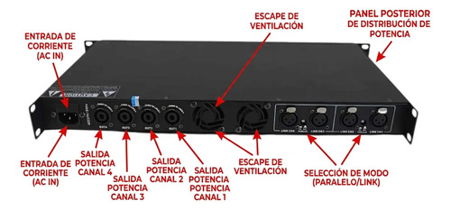 Potencia Digital Xmax Ms2 1200 Watts Amplificador 5 Potencia Digital Xmax Ms2 1200 Watts Amplificador - Imagen 5