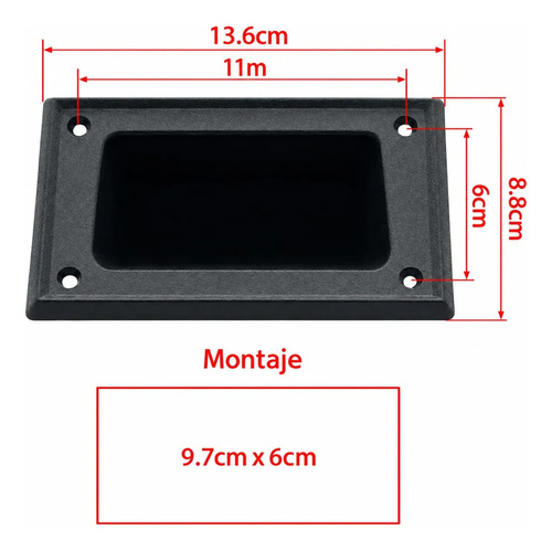 Manija Para Bafle Plastica Xmax Corta 13x8cm Embutir 2 Manija Para Bafle Plastica Xmax Corta 13x8cm Embutir - Imagen 2
