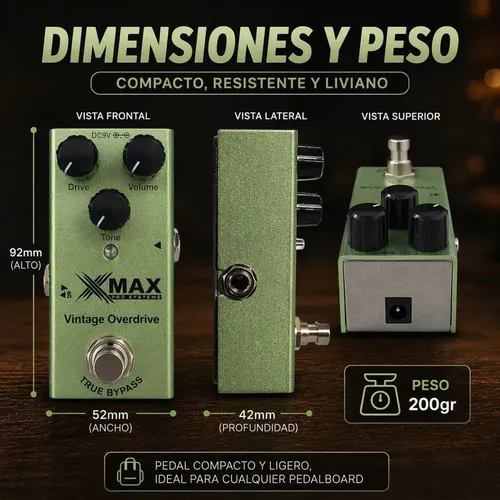 Pedal Overdrive Guitarra Xmax Tube Screamer Ts Clásico 9v 6 Pedal Overdrive Guitarra Xmax Tube Screamer Ts Clásico 9v - Imagen 6
