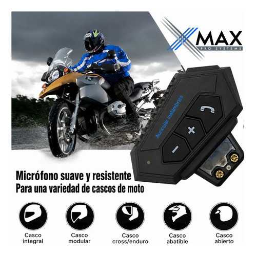 Intercomunicador Para Casco De Moto Xmax Ip67 Bluetooth 5 2 Intercomunicador Para Casco De Moto Xmax Ip67 Bluetooth 5 - Imagen 2