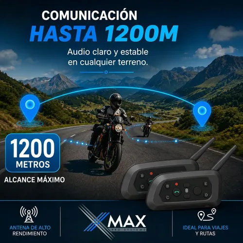 Kit X2 Intercomunicador Xmax Moto Bluetooth 1200m Ip65 Casco 5 Kit X2 Intercomunicador Xmax Moto Bluetooth 1200m Ip65 Casco - Imagen 5