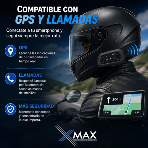 Kit X2 Intercomunicador Xmax Moto Bluetooth 1200m Ip65 Casco 3 Kit X2 Intercomunicador Xmax Moto Bluetooth 1200m Ip65 Casco - Imagen 3