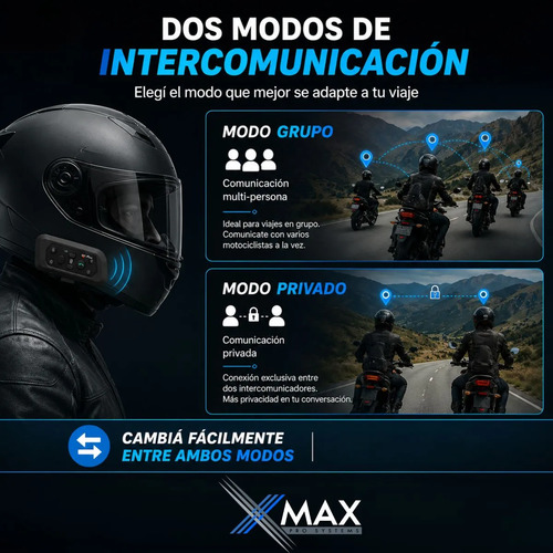 Kit X2 Intercomunicador Xmax Moto Bluetooth 1200m Ip65 Casco 4 Kit X2 Intercomunicador Xmax Moto Bluetooth 1200m Ip65 Casco - Imagen 4