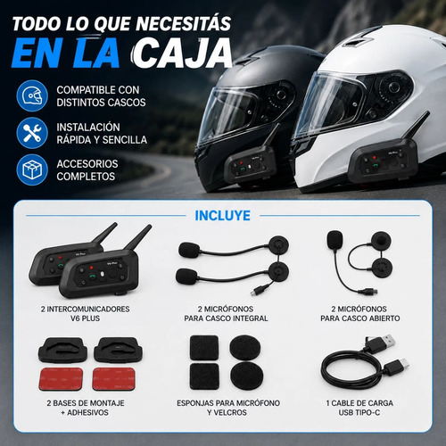 Kit X2 Intercomunicador Xmax Moto Bluetooth 1200m Ip65 Casco 6 Kit X2 Intercomunicador Xmax Moto Bluetooth 1200m Ip65 Casco - Imagen 6