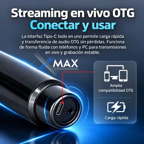 Micrófono Inalámbrico Xmax Bluetooth Karaoke Streaming Usb-c 8 Micrófono Inalámbrico Xmax Bluetooth Karaoke Streaming Usb-c - Imagen 8