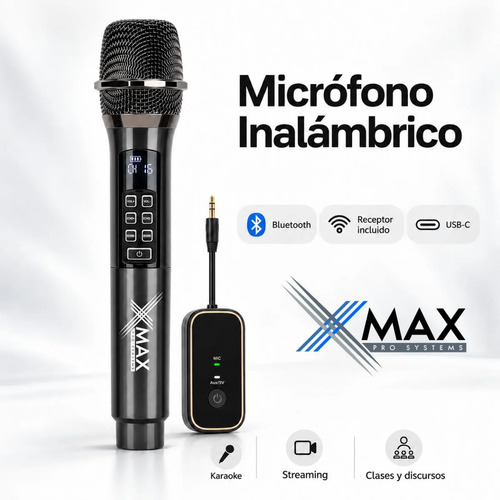 Micrófono Inalámbrico Xmax Bluetooth Karaoke Streaming Usb-c 2 Micrófono Inalámbrico Xmax Bluetooth Karaoke Streaming Usb-c - Imagen 2